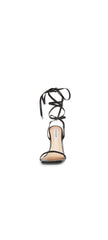 Steve Madden Uplift Black Leather Tie Up Square Toe Ankle Wrap Dress Sandal