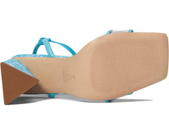Schutz Gianna Transparente/River Acqua/White Squared Open Toe Heeled Sandals