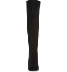 Jeffrey Campbell HOTLAVA-K2 Black Suede Block Heel Squared Toe Knee High Boots