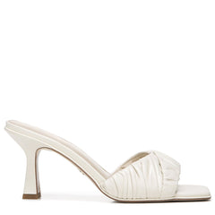 Sam Edelman Kittie Ivory Leather Slip On Open Square Toe Kitten Heel Sandals