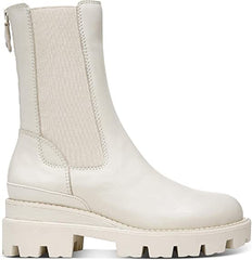 Sam Edelman Genia Ivory Rounded Toe Pull On Lug Sole Chelsea Leather Ankle Boots