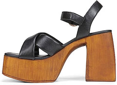 Sam Edelman Suzannah Black Ankle Strap Open Toe Block Heel Platform Sandals
