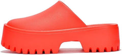 KK PAIR OF KINGS Heights Red Fashion Slip On Non-Slip Mule Clog Platform Sandals