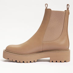 Sam Edelman Laguna Cedarwood Leather Chelsea Moto Rounded Toe Pull On Boots