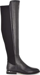 Nine West Allair8 Black4 Stacked Heel Rounded Toe Over The Knee Fashion Boots