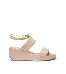 Cecelia New York BALEVES Taupe Chain Ankle Strap Leather Wedge Platform Sandals