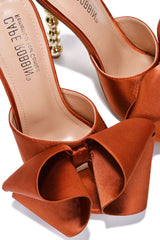 Cape Robbin Salsa Brown Sexy High Heels Open Toe Sculptural Heel Mule Oval Pumps