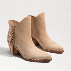 Sam Edelman Willie Pointed Toe Western Block Heel Womens Fringe Ankle Booties