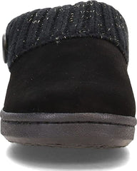 Clarks Black Knitted Collar Winter Clog Rounded Closed Toe Slippers