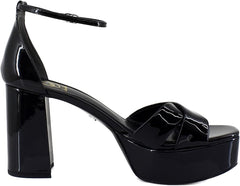 Sam Edelman Jullian Black Patent Leather Open Toe Ankle Strap Block Heel Sandals