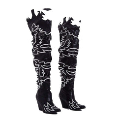 Cape Robbin Kelsey-21 Black Western Pointed Slouchy Over The Knee Thigh Boots
