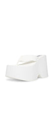 Steve Madden Gwen White Slip On Open Toe Lightweight Platform Heeled Sandals