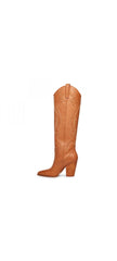 Steve Madden Lasso Cognac Pull On Stacked Block Heel Pointed Toe Knee High Boots