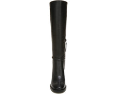 Sam Edelman Elsy Black Leather Stacked Block Heel Knee High Retro Dress Boots