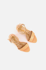 Sam Edelman Yaro Peach Open Toe Adjustable Ankle Strap Leather Heeled Sandal