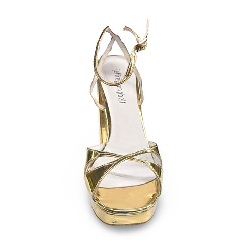 Jeffrey Campbell Quoice Gold Fashion Platform Ankle Strap Open Toe Heeled Sandals