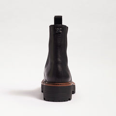Sam Edelman Laguna Black Leather Chelsea Ankle Moto Rounded Toe Pull On Boot