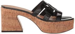 Sam Edelman Dev Black Fashion Slip On Platform Block Heel Open Toe Wedge Sandals