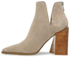 Steve Madden Taylen Tan Suede Zipper Closure Pointed Toe Collar Notched Boots