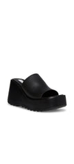 Steve Madden Pepe30 Black Leat Leather Square Toe Lug Sole Platform Mule Sandals