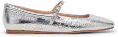 Dolce Vita Reyes Silver Distressed Leather Mary Jane Squared Toe Ballet Flats