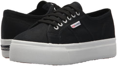 Superga 2790 Black canvas White Platform Low-Top Wedge Flatform Sneakers
