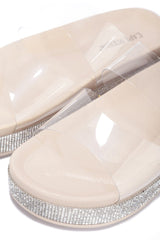 Cape Robbin Loving Clear Nude Transparent Platform Pool Slide Wedge Sandals