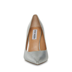 Steve Madden Evelyn Silver Stiletto Heeled Pointed Toe Slip On Dress Pumps