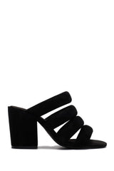 Kelsi Dagger Mell Black Leather Mule Slip On Wrapped Heeled Open Toe Sandals