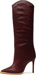 Schutz Maryana Welt Wild Bloodstone Pull On Pointed Toe High Heel Tall Boots