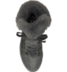Jessica Simpson Norina Fashion Pewter Rhinestone Lace Up Combat Moto Booties