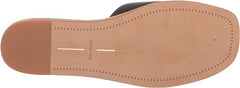 Dolce Vita Cabana Black Leather Slip On Squared Open Toe Flats Slides Sandals