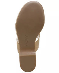 Sam Edelman Yardlie Gold Wedge Leather Strap Slip On Open Toe Heeled Sandals