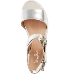 Shellys London Dita Silver Lugged Platform Two Strap Metallic Retro Sandals
