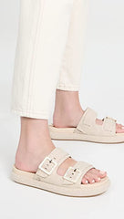 Sam Edelman Kenzie 2 Natural Buckle Straps Slip On Open Toe Platform Slides