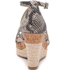 Charles David Leawood Nude Multi Snake Cork Espadrille Platform Wedge Sandal (9.5, Beige)
