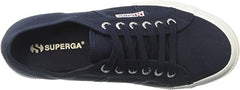 Superga 2750 Cotu White Navy Lace Up Breathable Rounded Toe Low Top Sneakers