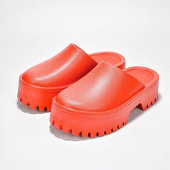 KK PAIR OF KINGS Heights Red Fashion Slip On Non-Slip Mule Clog Platform Sandals