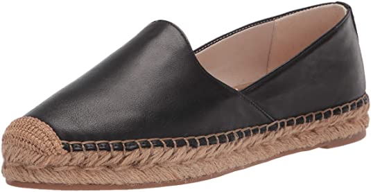 Sam Edelman Kesia Black Leather Slip On Round Toe Espadrille Platform Loafers