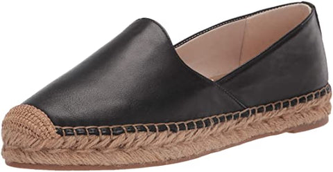 Sam Edelman Kesia Black Leather Slip On Round Toe Espadrille Platform Loafers