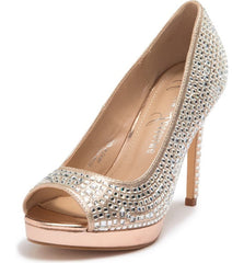Lauren Lorraine Candie 12 Rhinestone Peep Toe Platform Wedding Prom Dress Pumps