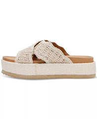 Dolce Vita Sivan Ivory Raffia Fashion Slip On Casual Open Toe Platform Sandals 7.5