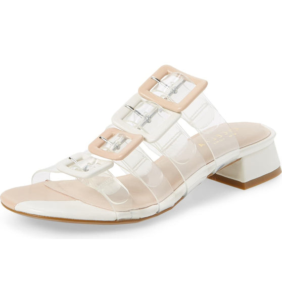 Cecelia New York Lincoln Slide Sandal Nude Alabaster Clear Transparent Mules