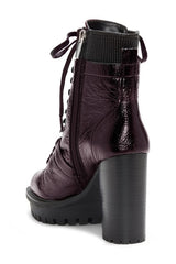 Vince Camuto Ermania Warm Dark Red Block Heel High Heel Lace Up Platform Boots