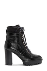 Vince Camuto Ermania Black Lace Up Combat Block Platform High Heel Platform Boot