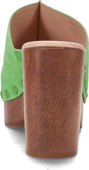 Sam Edelman Josselyn Lime Squared Open Toe Slip On Studded Block Heel Sandals