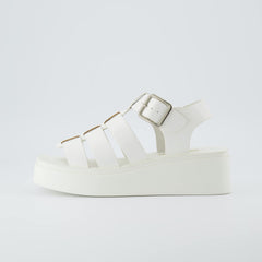 CUSHIONAIRE Poppy White Fashion fisherman platform sandal with +Memory Foam 10