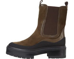 Sam Edelman Lulia Alpine Green Chunky Heel Closed Toe Pull On Ankle Combat Boots