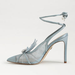 Sam Edelman Aura Robin Egg Blue Tie Up Pointed Toe Stiletto Heeled Dress Sandals