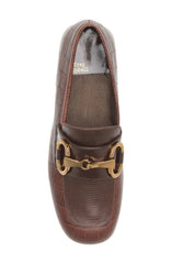 Jeffrey Campbell Student-2 Brown Croco Metal Bit Platform Block Heel Loafers